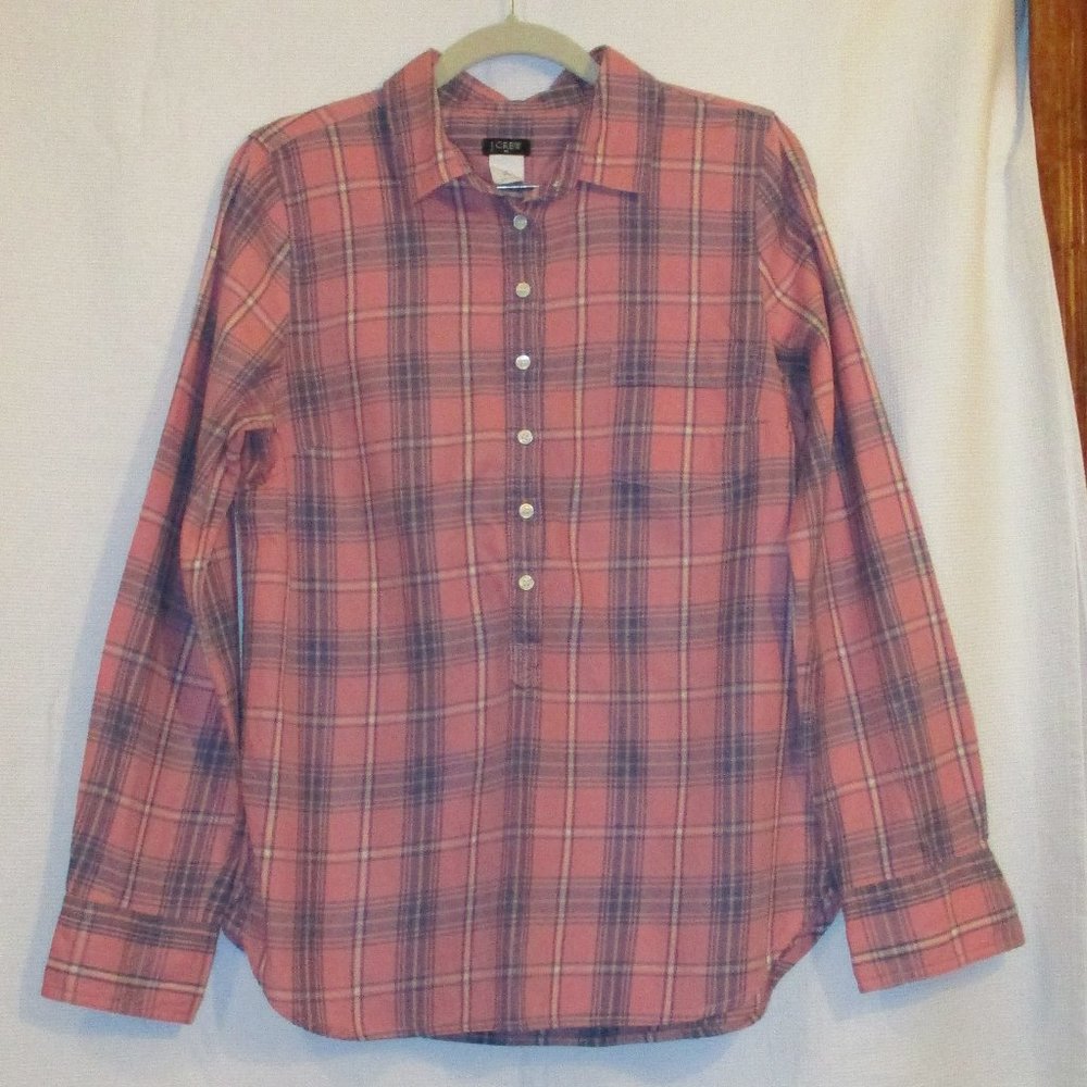 J.Crew Flannel Popover Button Down, Sz. S
